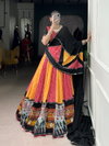 Yellow Multicolour Pure Rayon Lehenga With Blouse Dupatta Navratri Collection LNB 1617